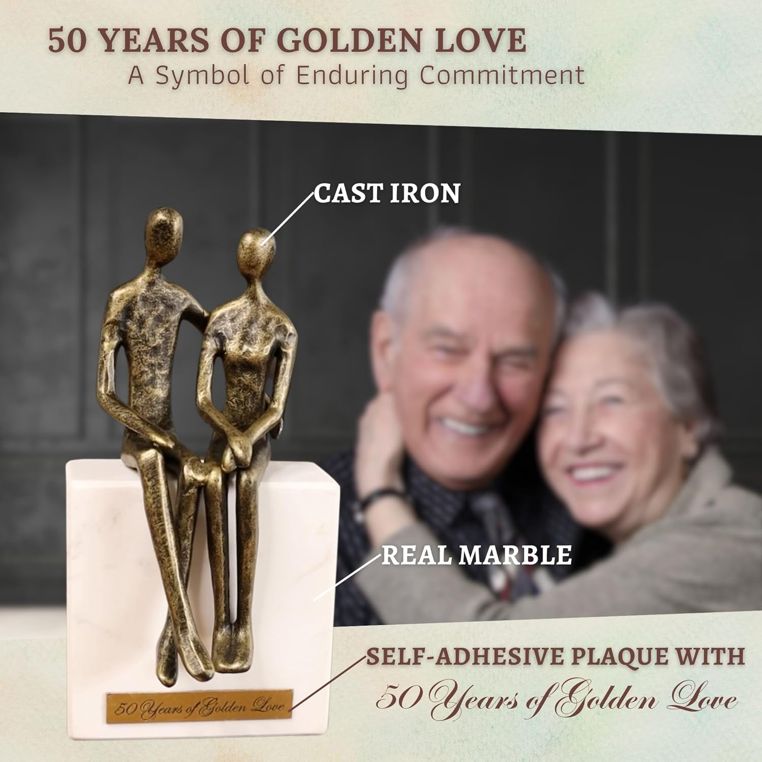 50th Wedding Anniversary Sculpture Set - Iron Marble
