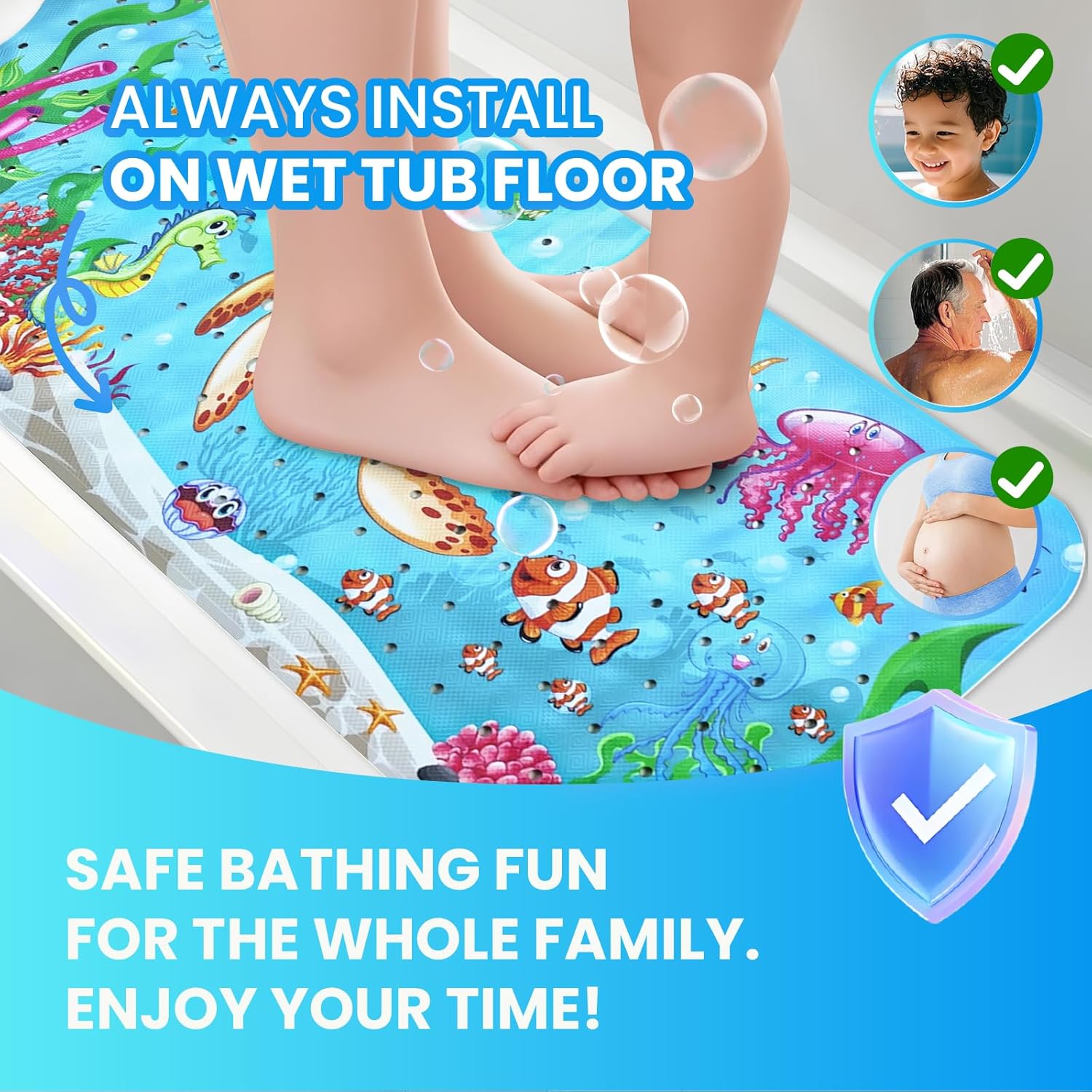 Linoows Baby Bath Mat with Sea Turtle Design