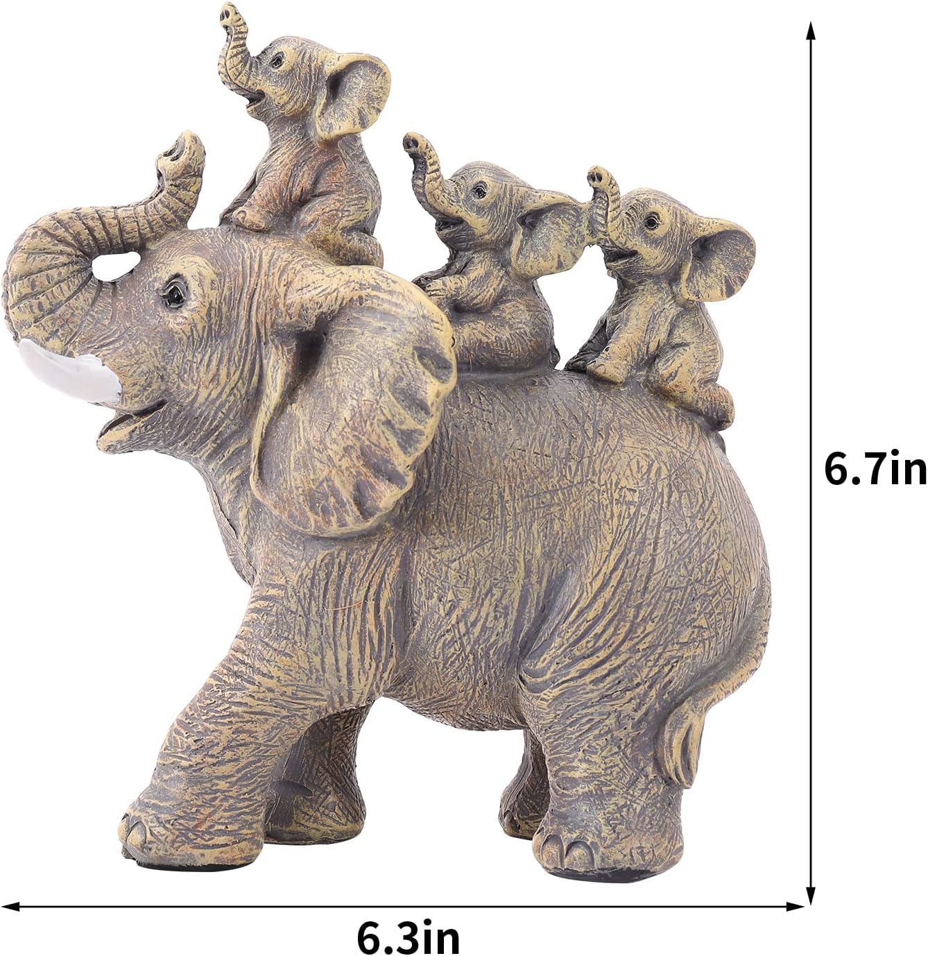Cute Elephant Statue with Three Calves Home Decor