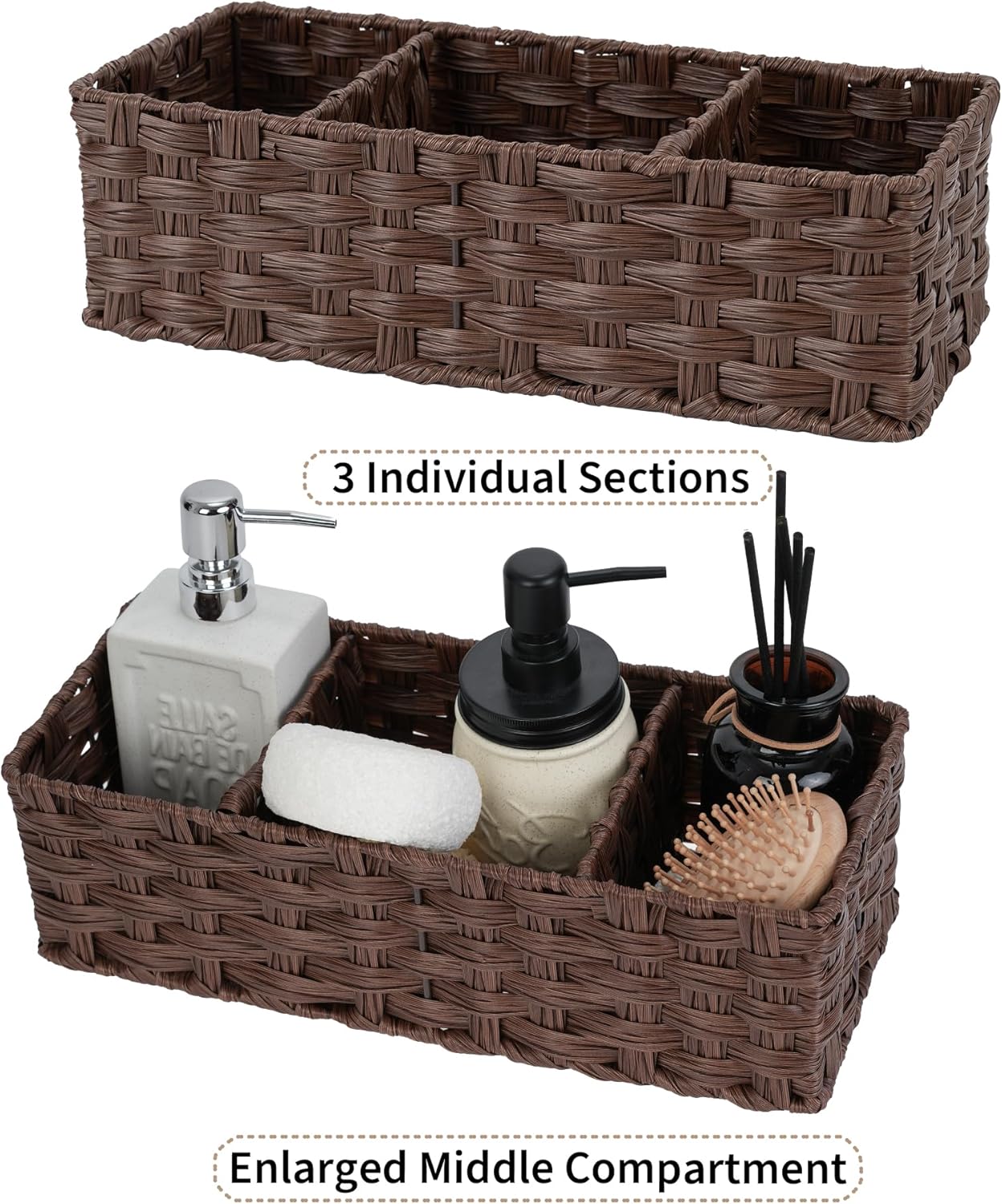 GRANNY SAYS 2-Pack Wicker Bathroom Baskets with Dividers