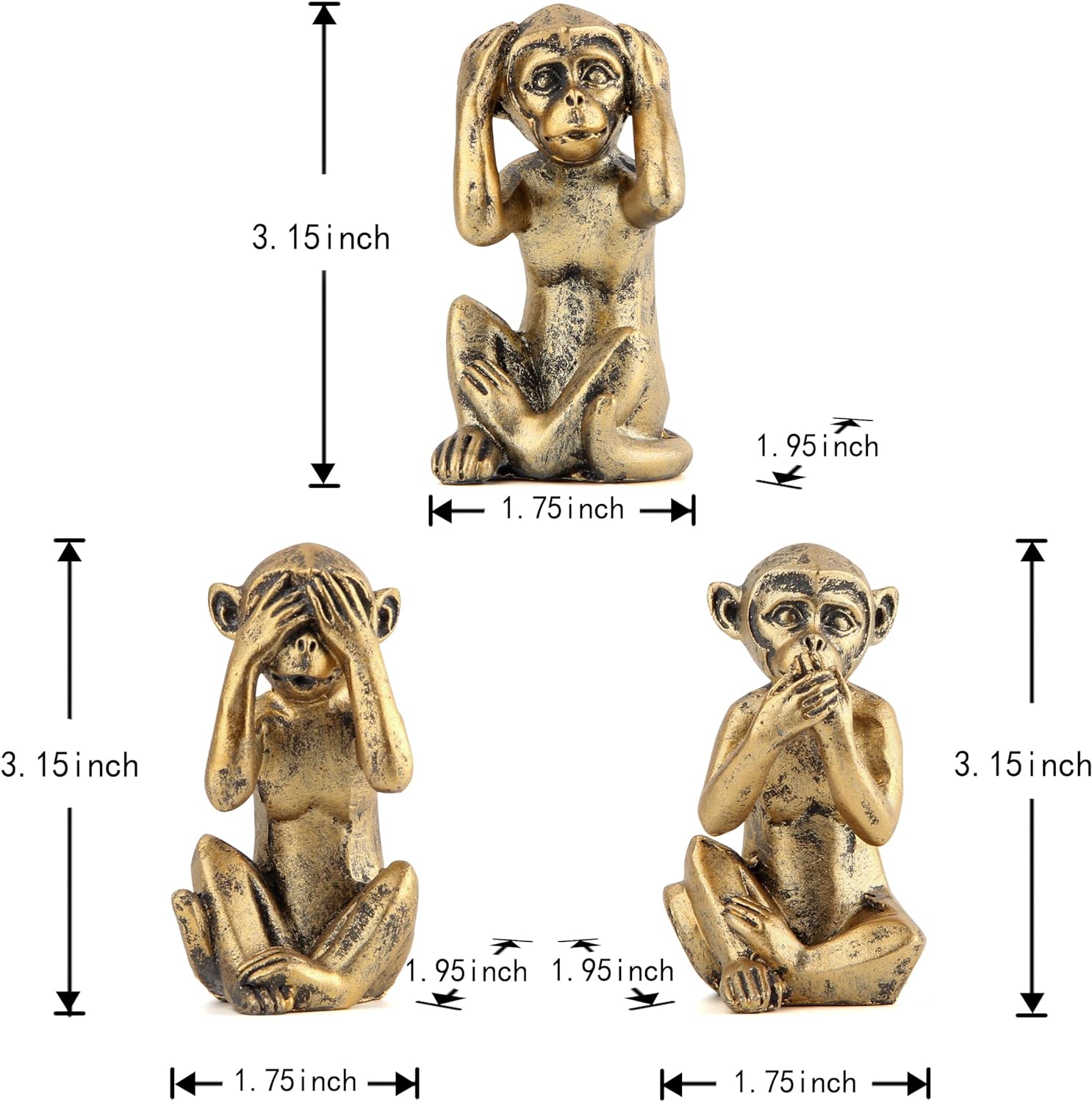 Leekung 3 Wise Monkeys Statue Home Decor