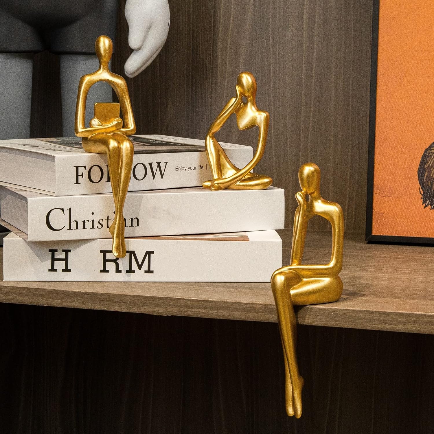 Gold Thinker Statue Accents Set of 3