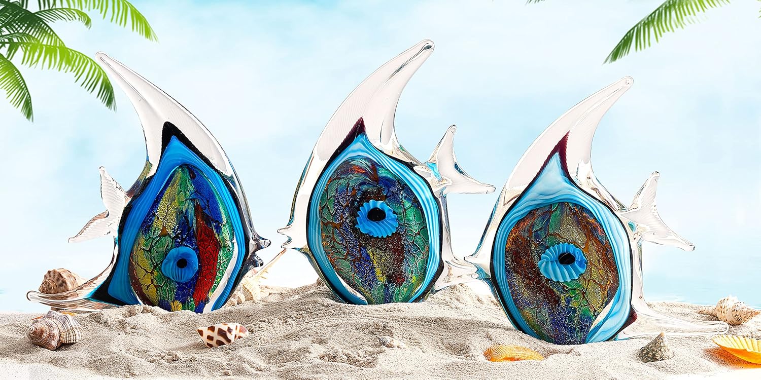 EUSTUMA Hand Blown Glass Tropical Fish Figurine Ornament 1
