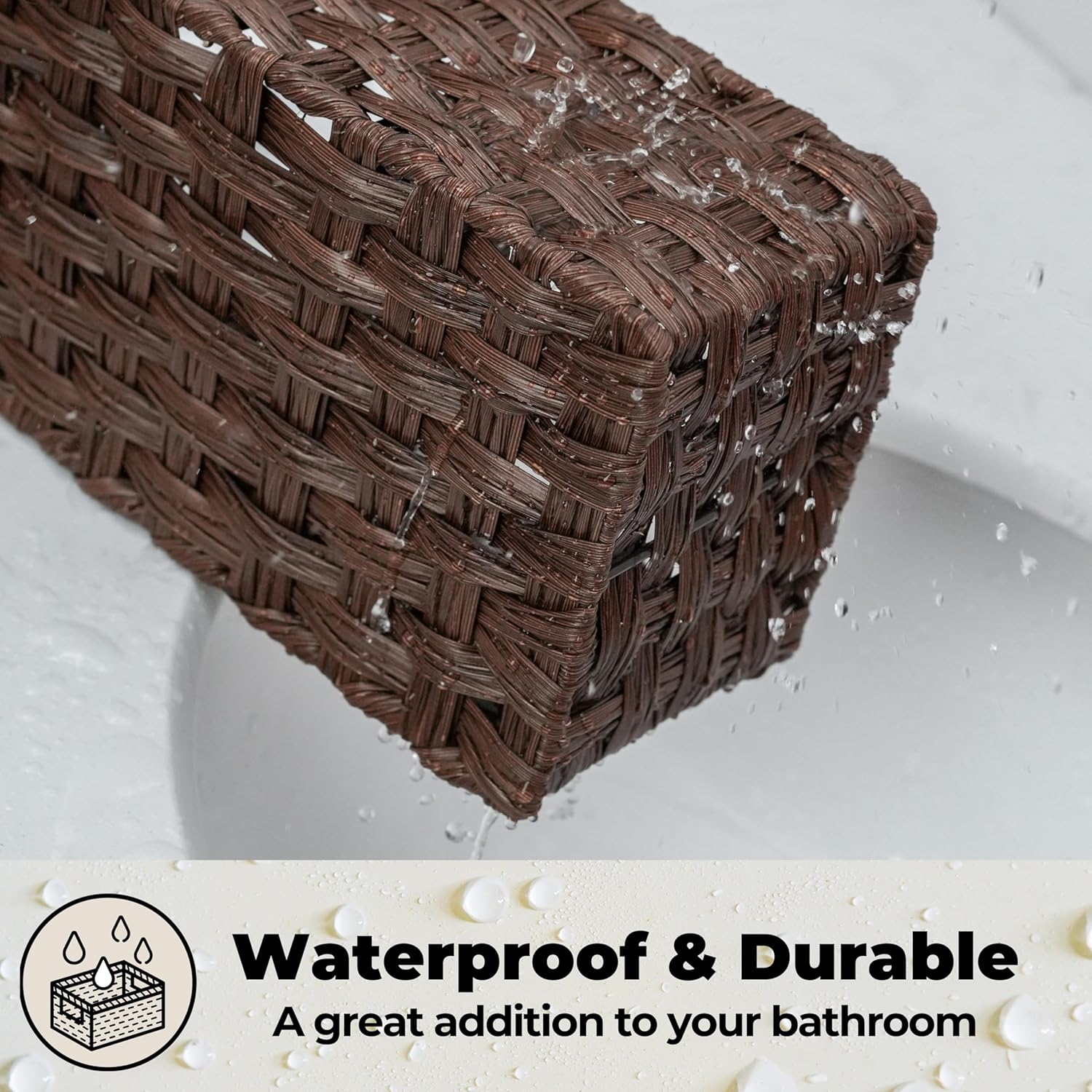 GRANNY SAYS 2-Pack Wicker Bathroom Baskets with Dividers