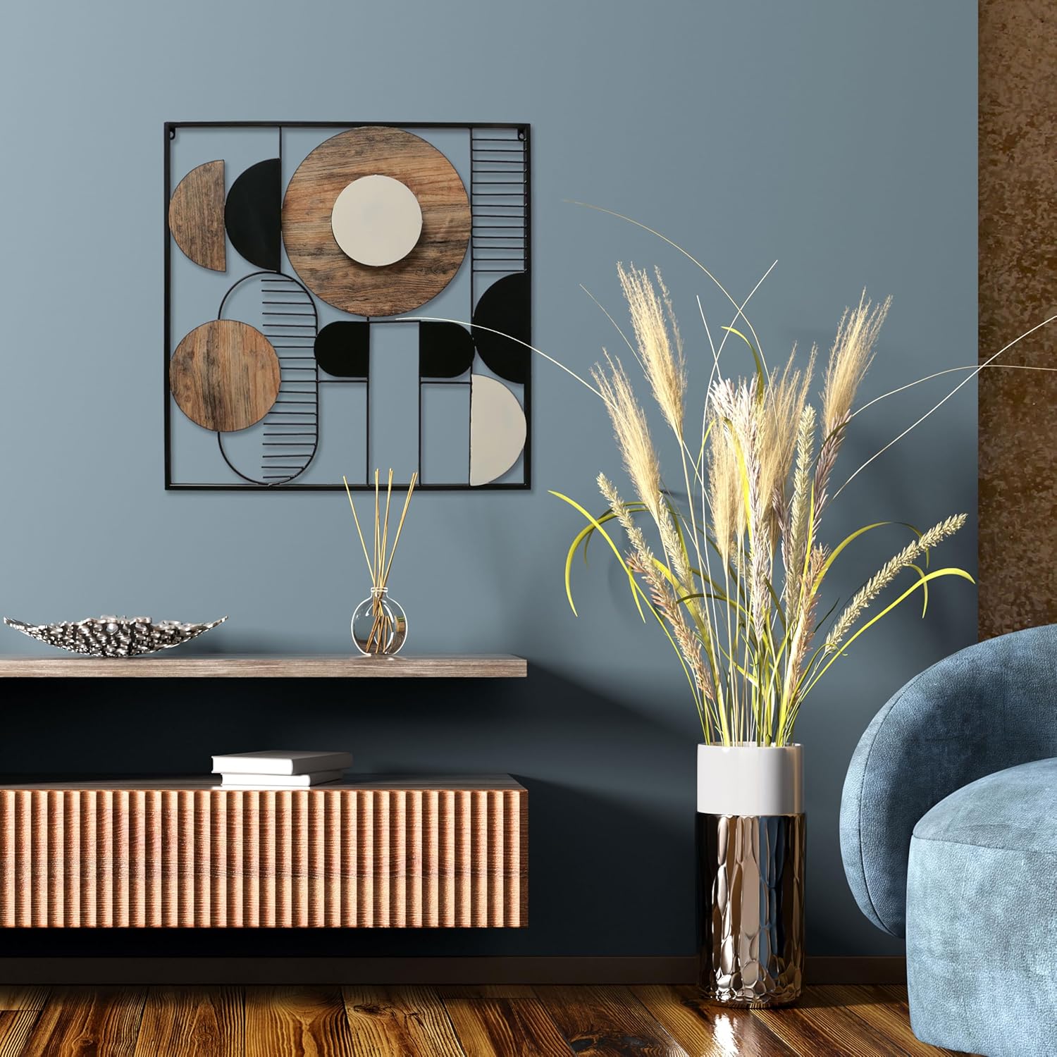 Modernist Wall Sculpture Hand-Welded Iron Lacquered 26x26 Inches