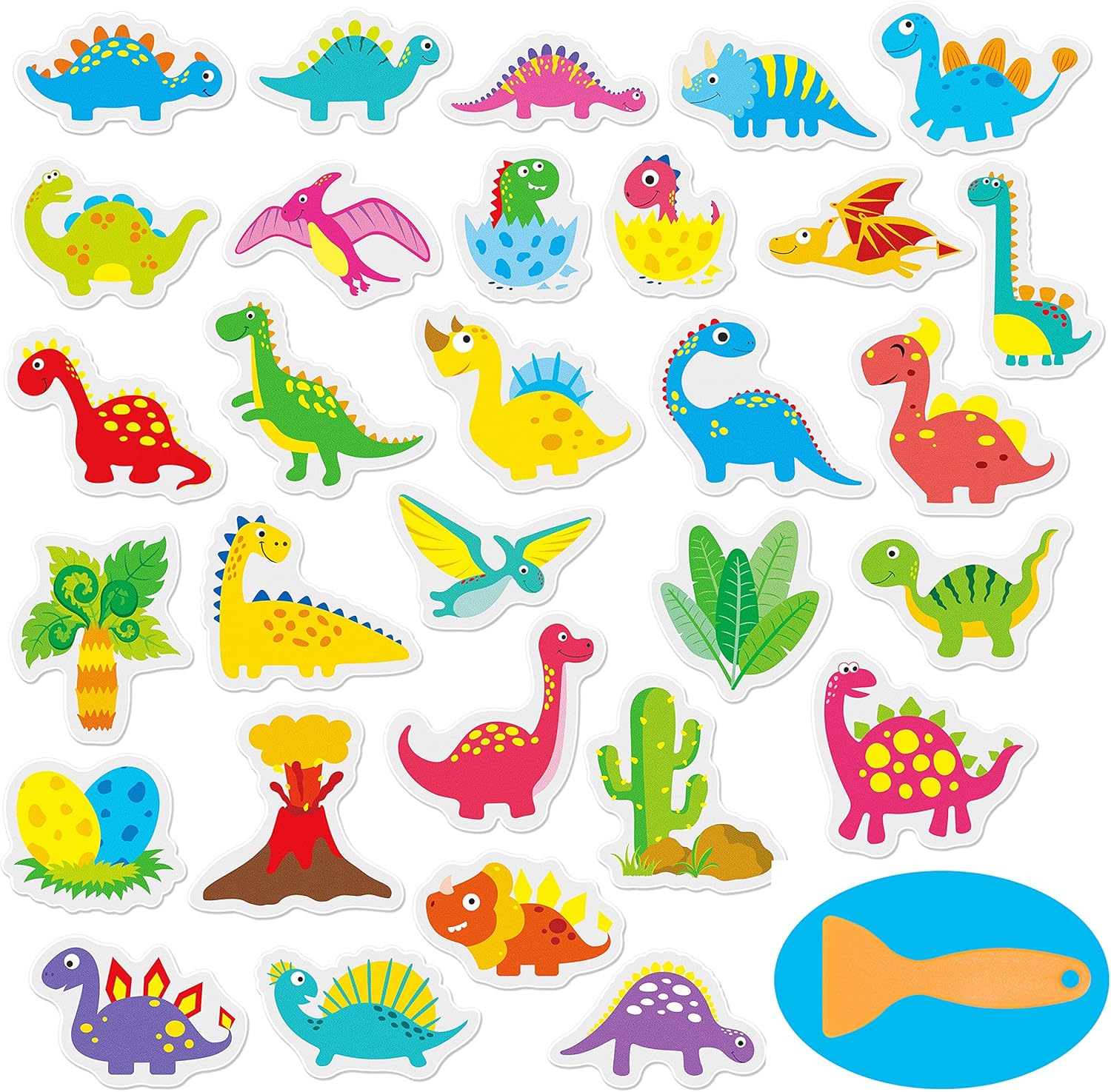 Hebayy 30 Non-Slip Bathtub Stickers with Dinosaur Design 1