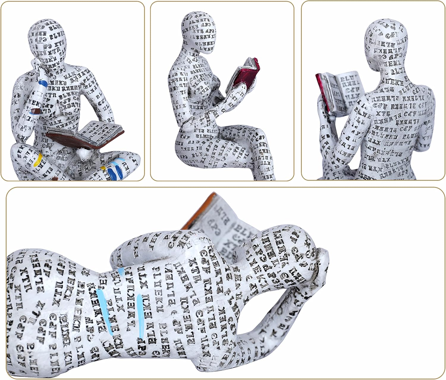 3 Pcs Pulp Reading Women Figurine Decor Set