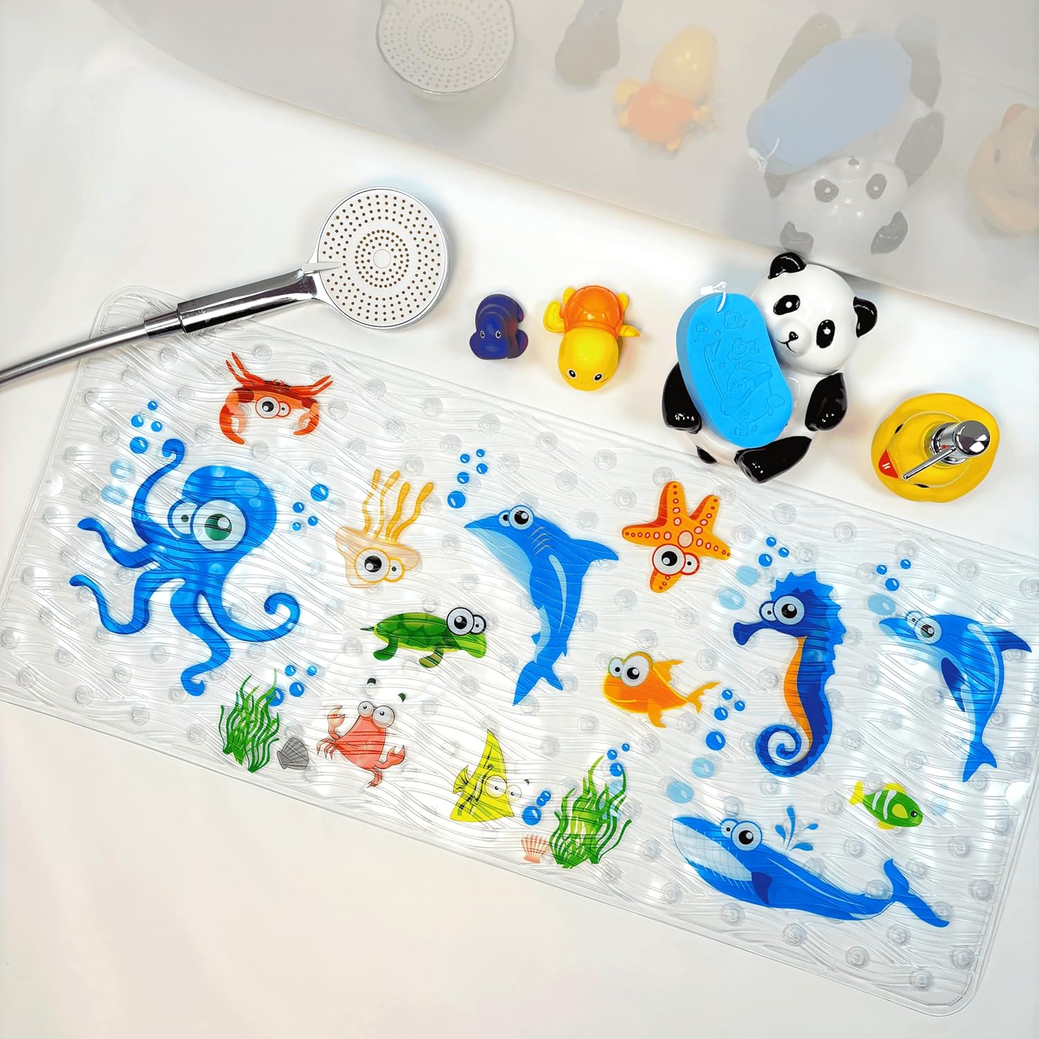 Bath Mats for Kids - Large Non-Slip Cartoon Octopus Design