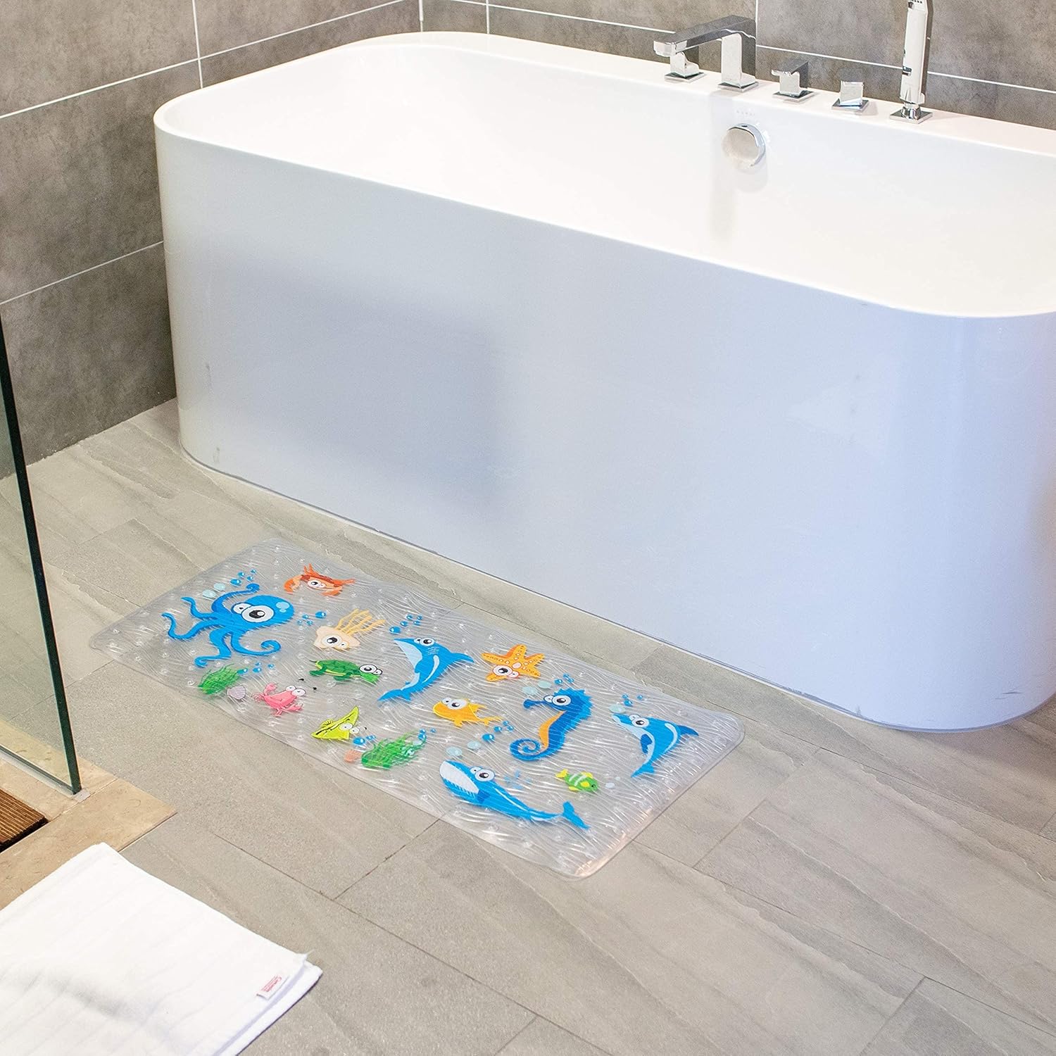 Bath Mats for Kids - Large Non-Slip Cartoon Octopus Design