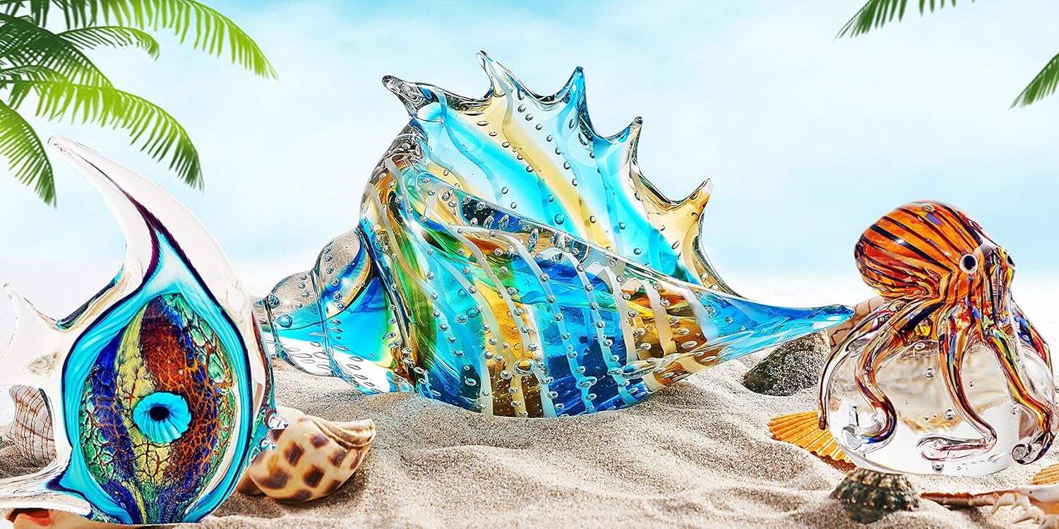 EUSTUMA Hand Blown Glass Tropical Fish Figurine Ornament 1