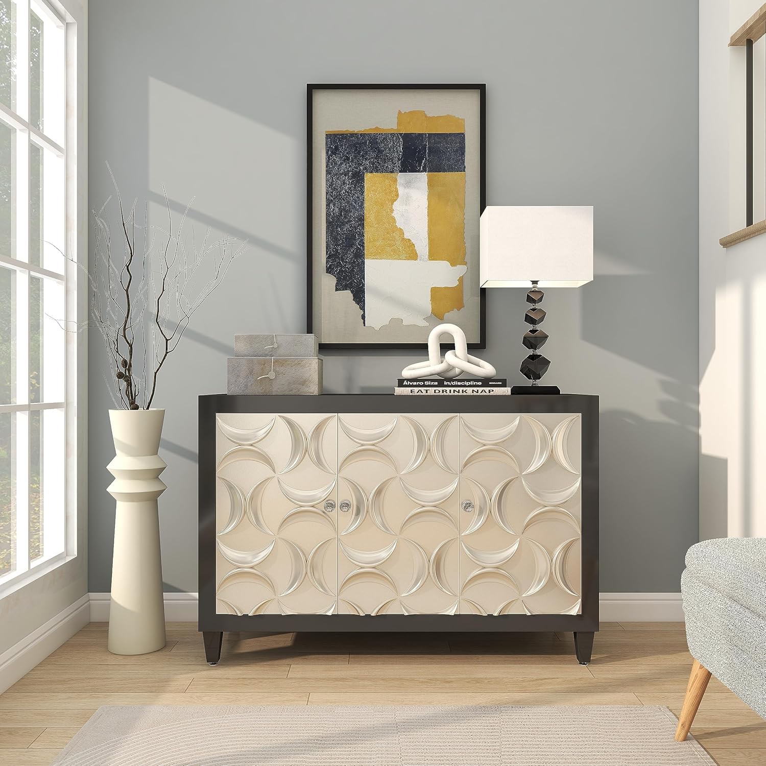 Deco 79 White Marble Chain Sculpture 3 Link Home Decor Statue