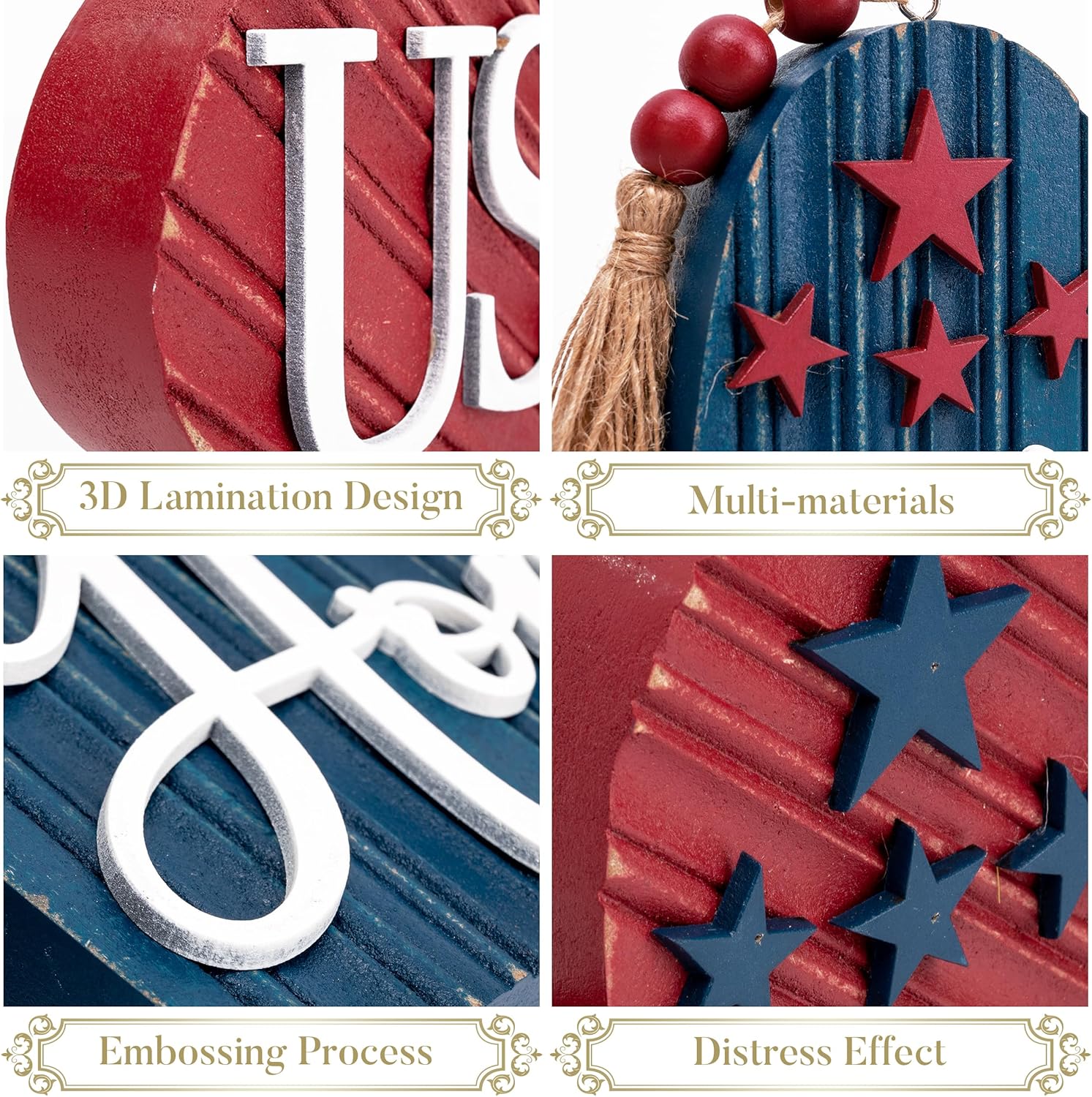 Valery Madelyn 4th of July Decor Heart Centerpieces 2 Pcs