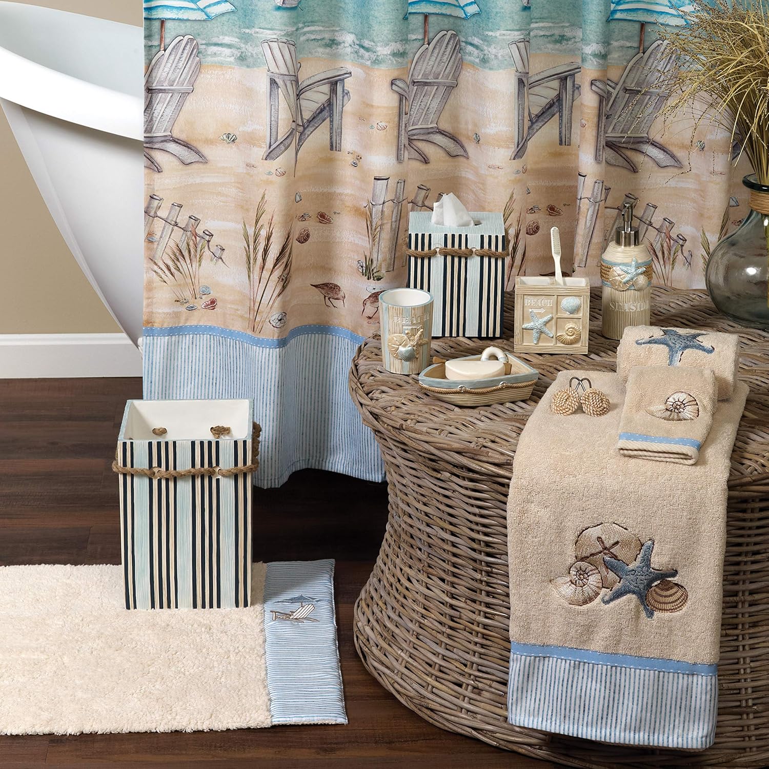Zenna Home Seaside Serenity Tumbler with Shell Design TealIvory